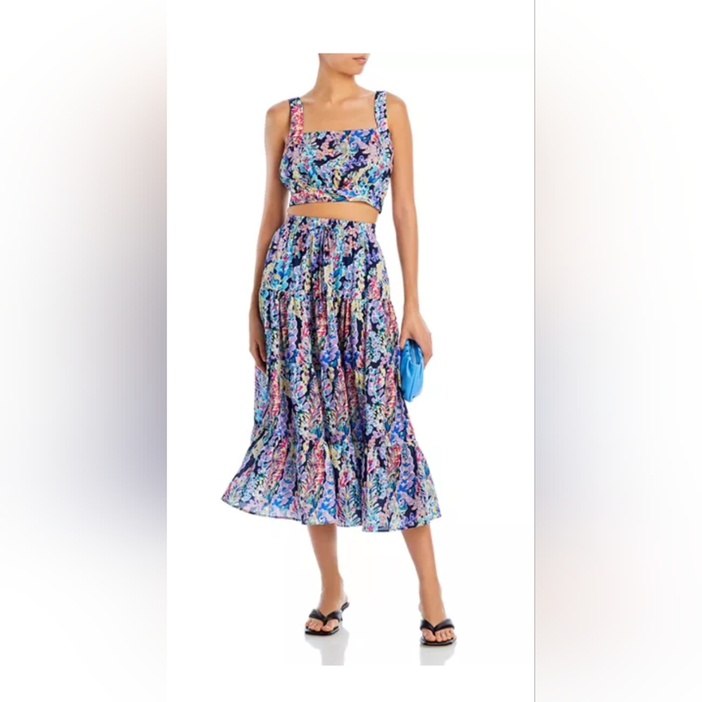 Aqua Floral Print Skirt Set